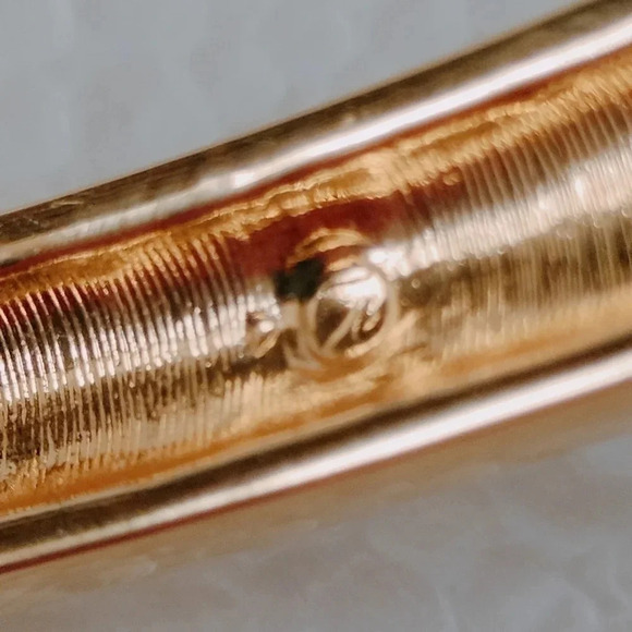 Swarovski Hinged Bangle Bracelet Gold Plated Channel Set White Crystals - Picture 8 of 12